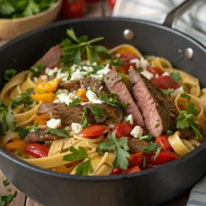 One Pot Zesty Steak Pasta