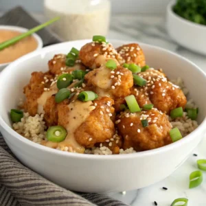 Light Bang Bang Chicken Bites in a healthy bowl