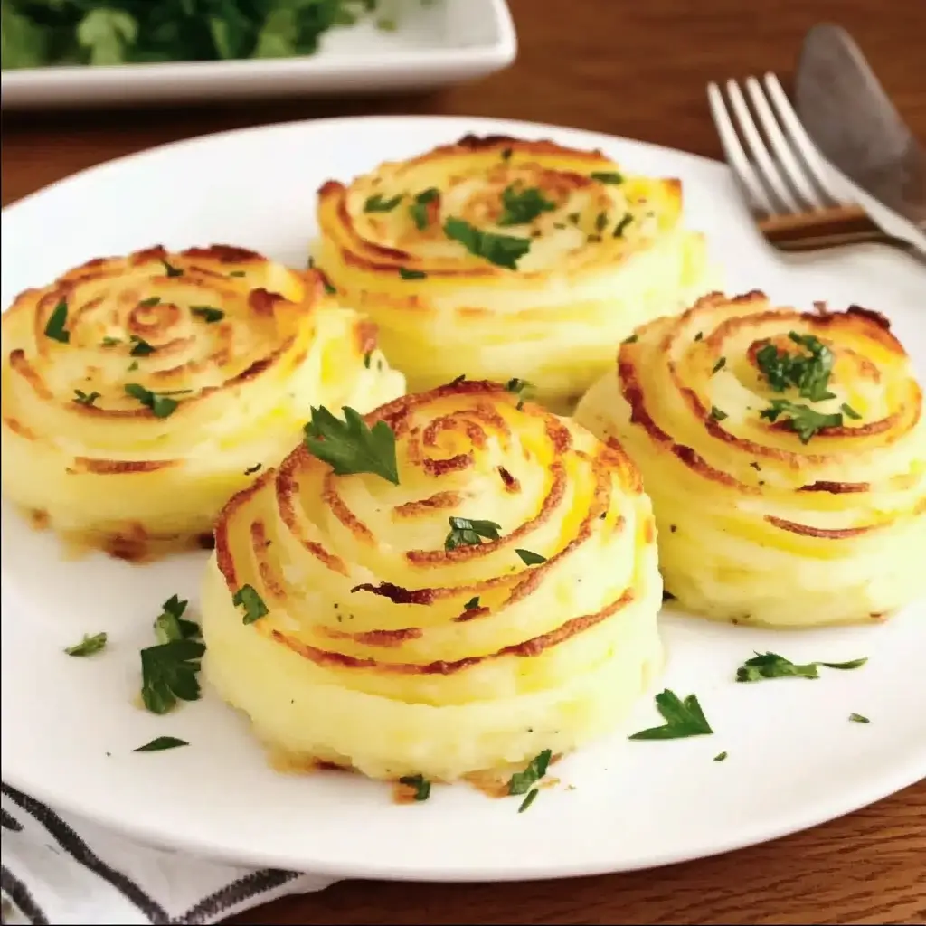 Stuffed Mashed Potato Nests – Golden baked mashed potato cups filled with creamy, cheesy fillings, topped with herbs and served warm.