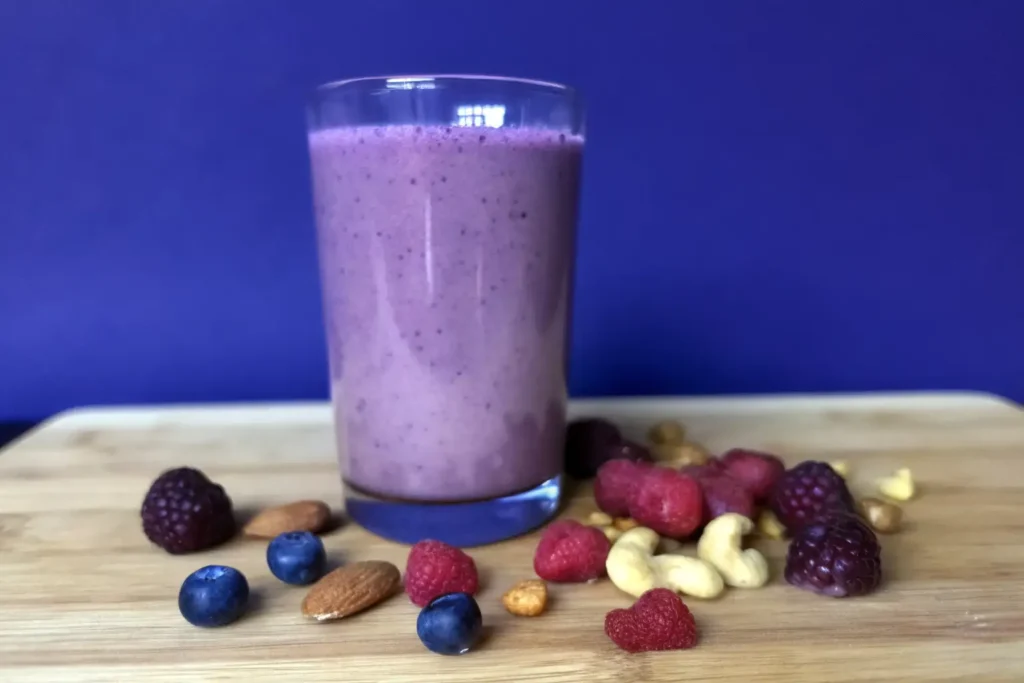 purple peel smoothie made with fruit and peel