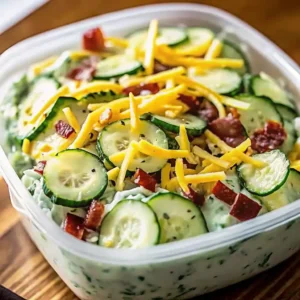 Creamy Cucumber Salad with Bacon & Cheese
