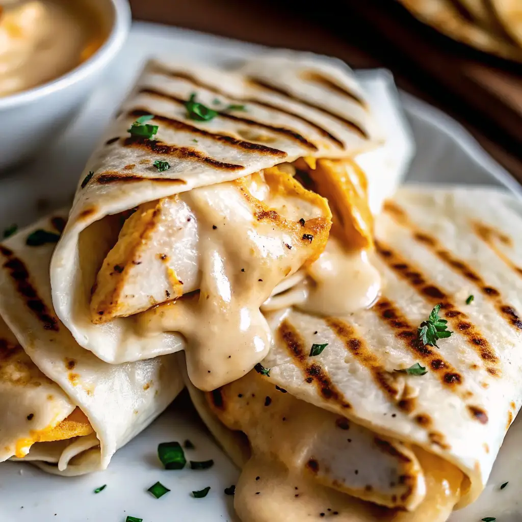 Cheesy Garlic Chicken Wraps