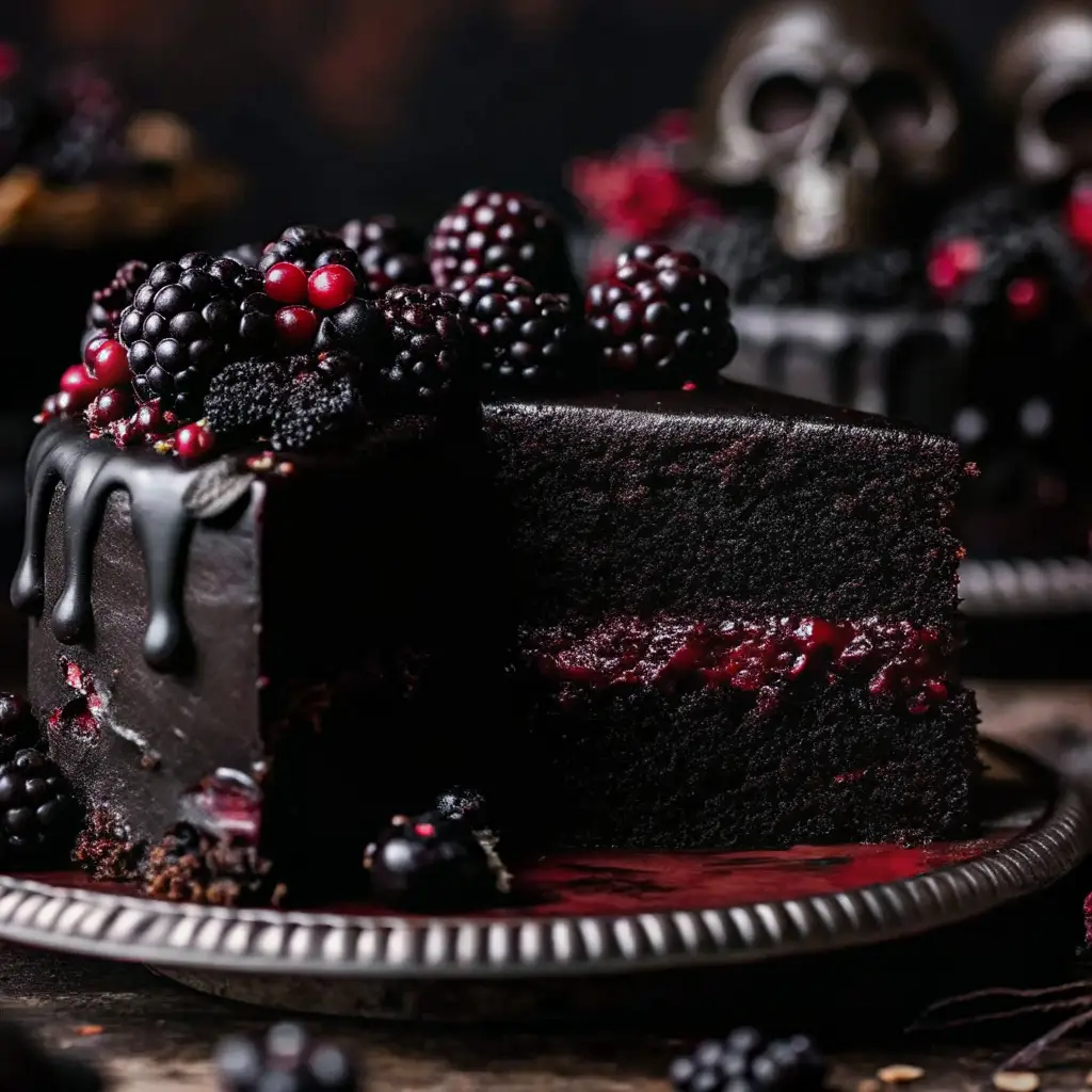 Spooky Black Velvet Halloween Cake