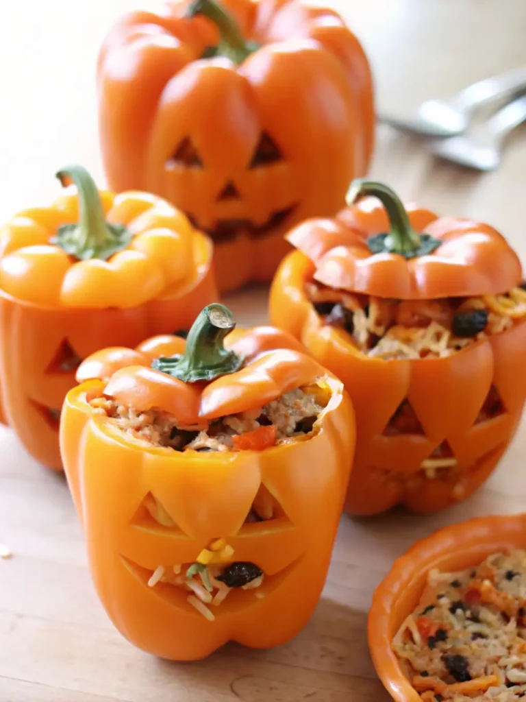 Jack O Lantern Stuffed Peppers
