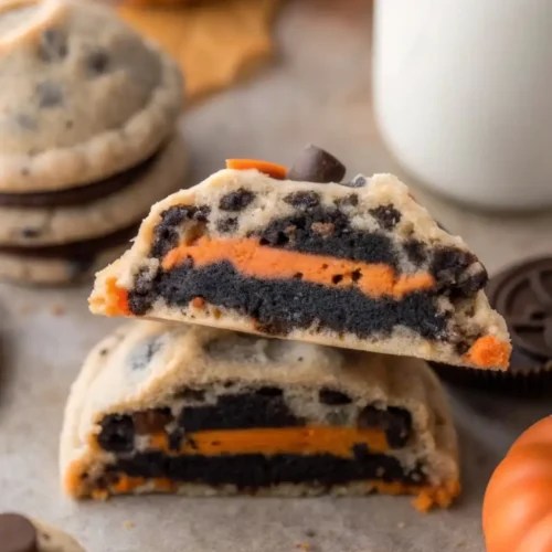 Halloween Oreo Stuffed Chocolate Chip Cookies