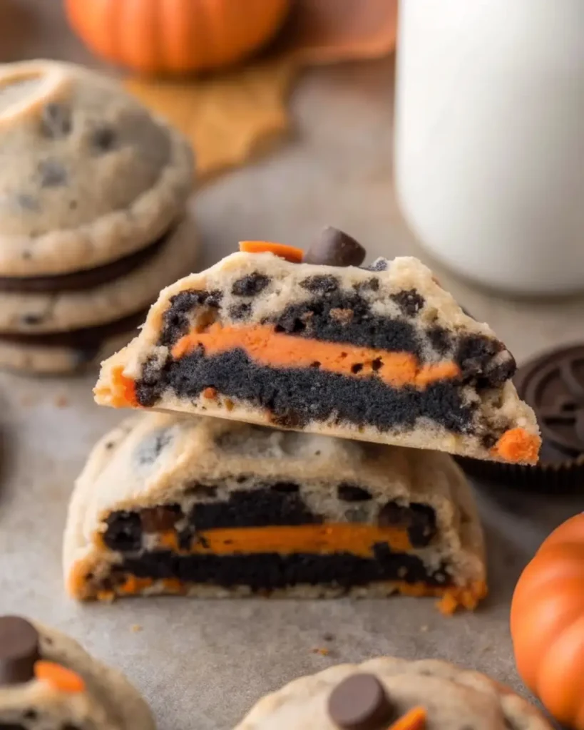 Halloween Oreo Stuffed Chocolate Chip Cookies