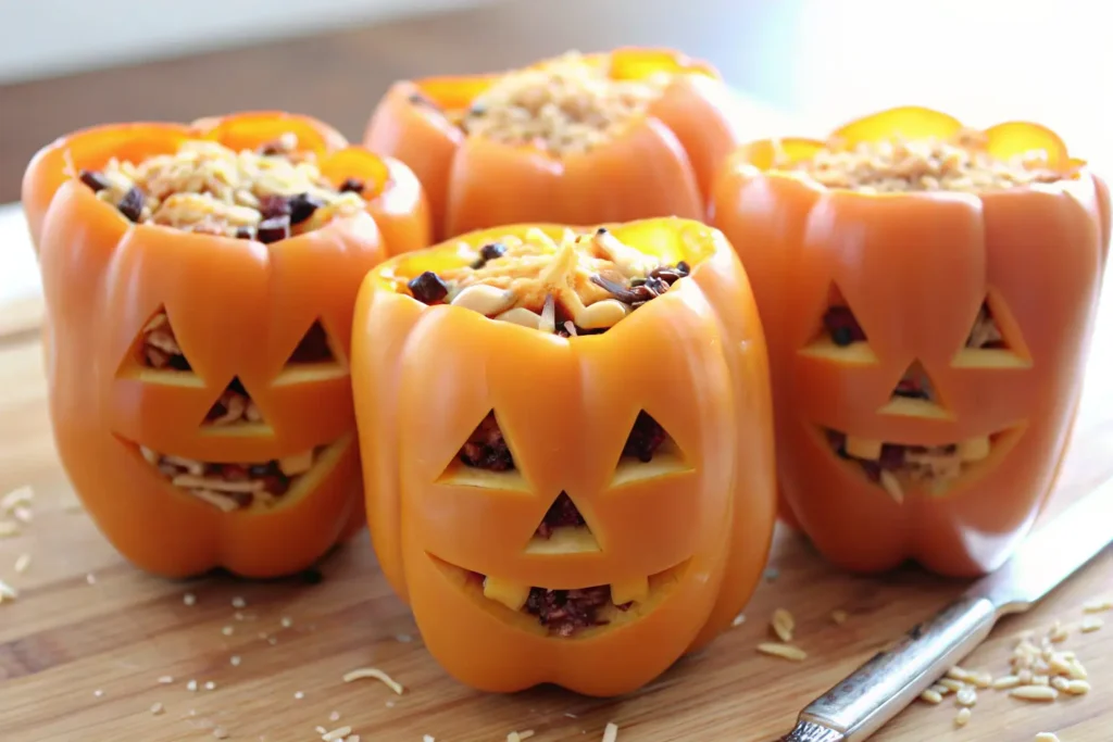 Jack O Lantern Stuffed Peppers