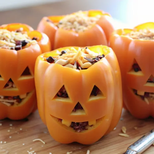 Jack O Lantern Stuffed Peppers