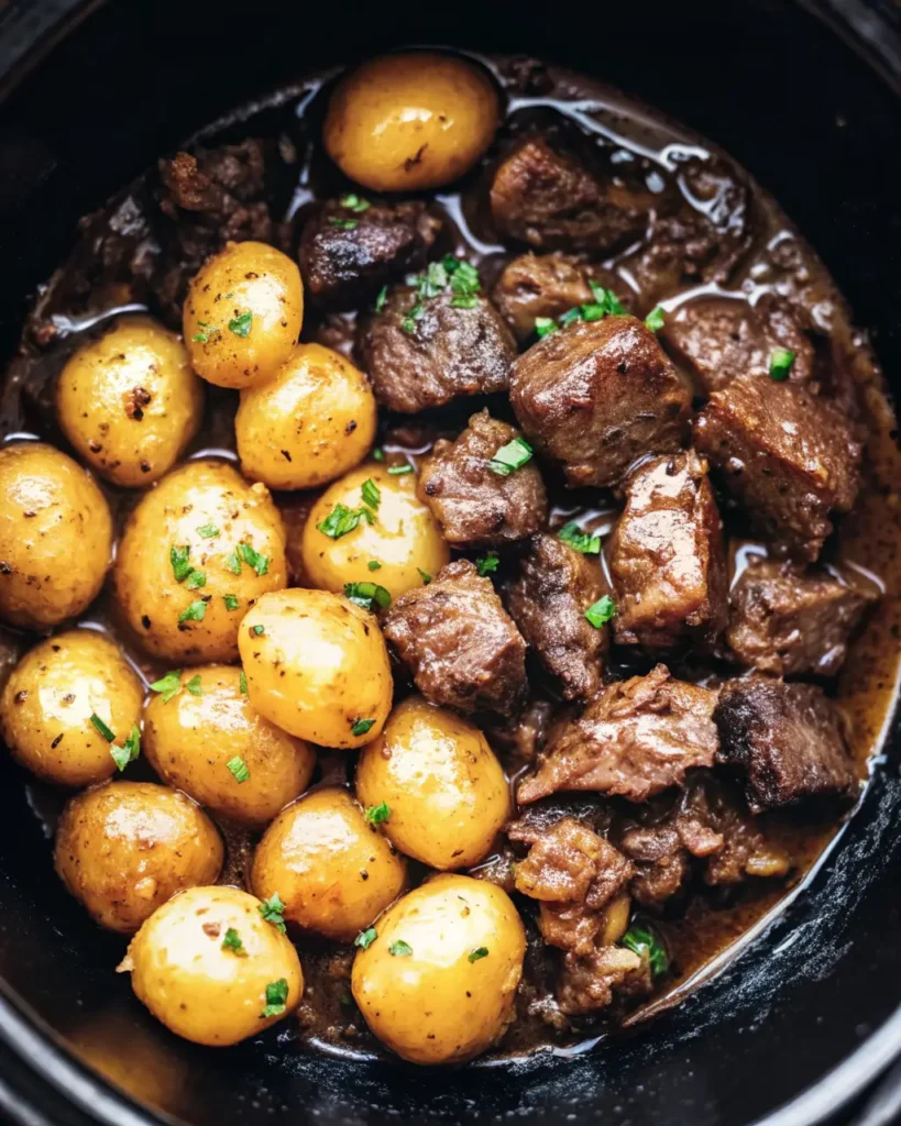 slow cooker garlic butter beef bites
