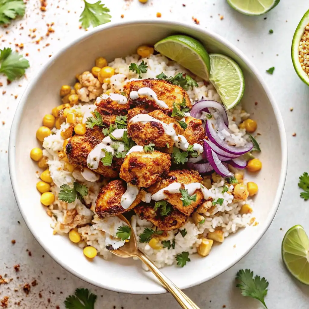 Mexican Street Corn Chicken Rice Bowl (Easy Meal Prep & 50-Minute Dinner)