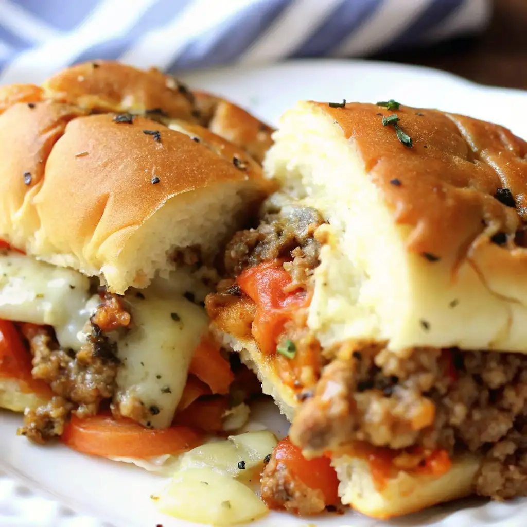 Sausage and Peppers Hawaiian Roll Sliders