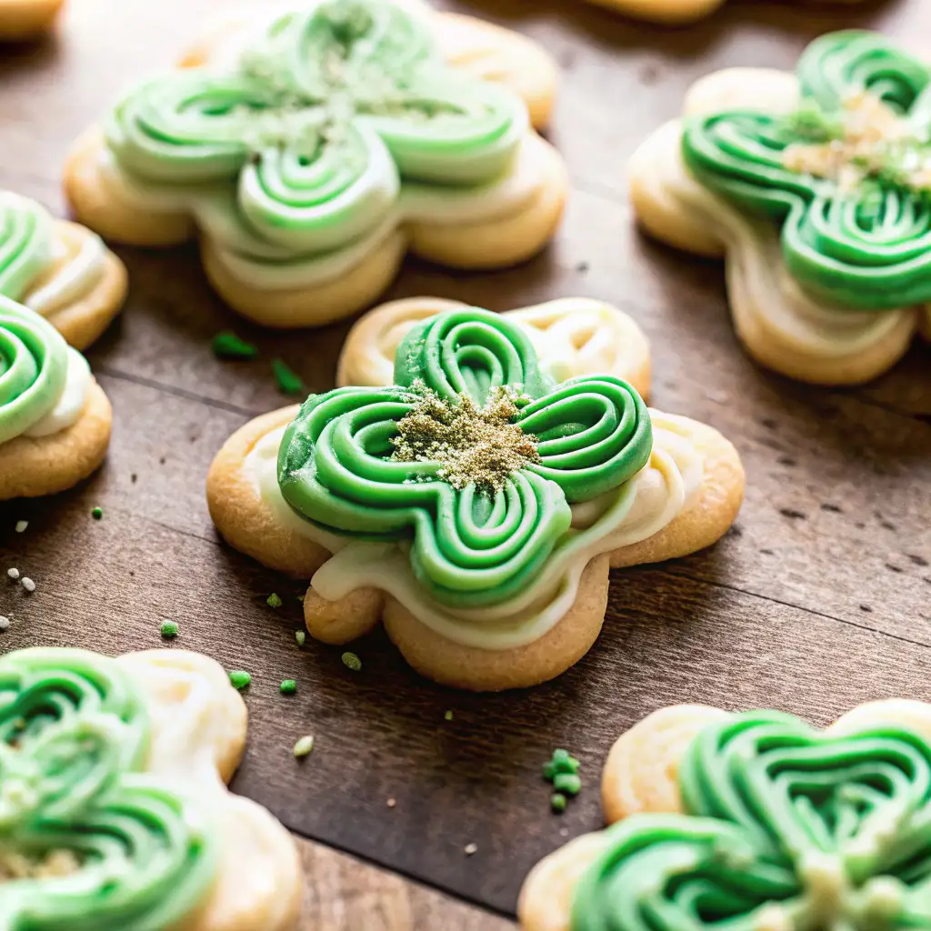Vanilla Bean Shamrock Cookies