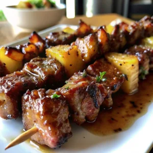 Pineapple BBQ Pork Skewers