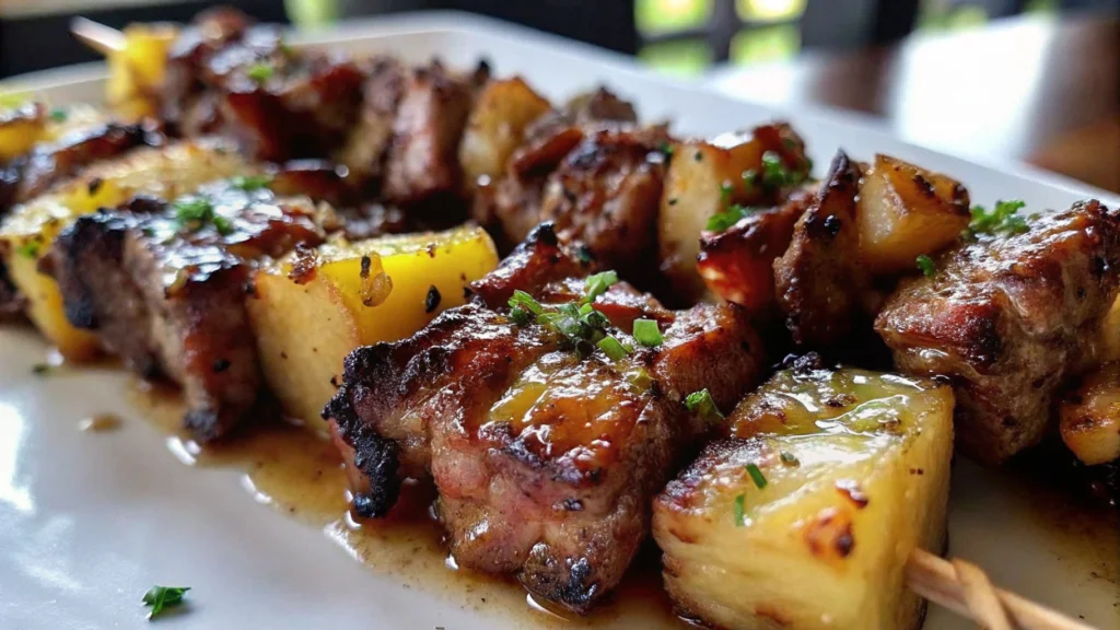 Pineapple BBQ Pork Skewers