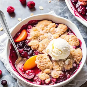 Peach raspberry cobbler