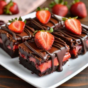 Chocolate Covered Strawberry Brownies