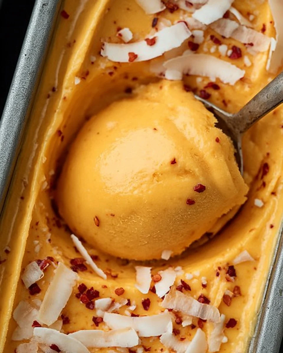 Creamy 20-Minute 3-Ingredient Chili Lime Mango Sorbet