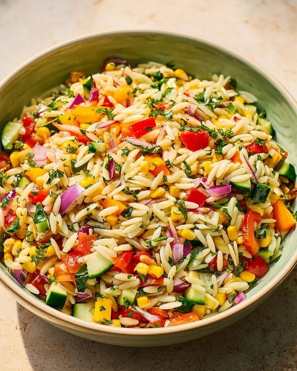 Crispy 30-Minute Copycat Colorful Veggie Rainbow Orzo Salad