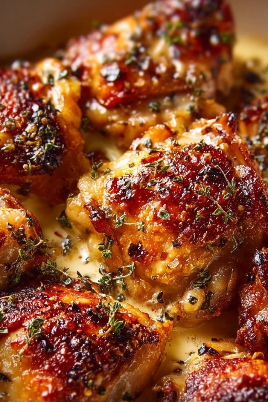 Bobby Flay's Chicken Thighs with Creamy Garlic Sauce