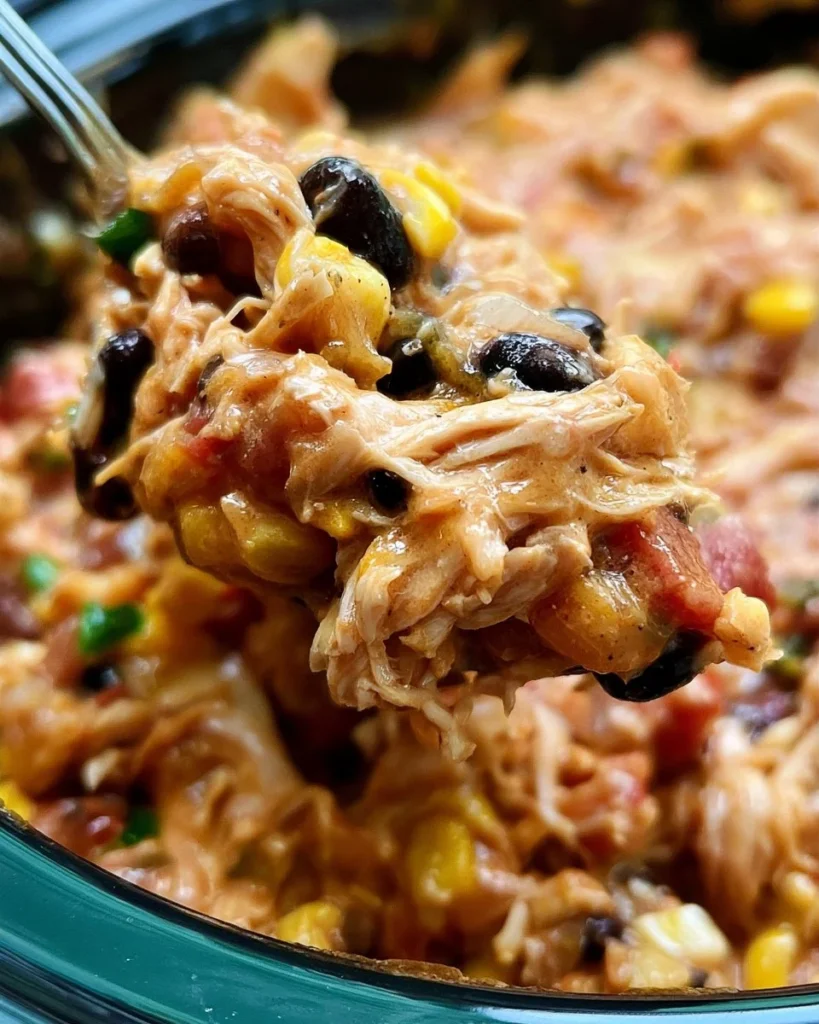Delicious Crock Pot Fiesta Chicken served with colorful vegetables