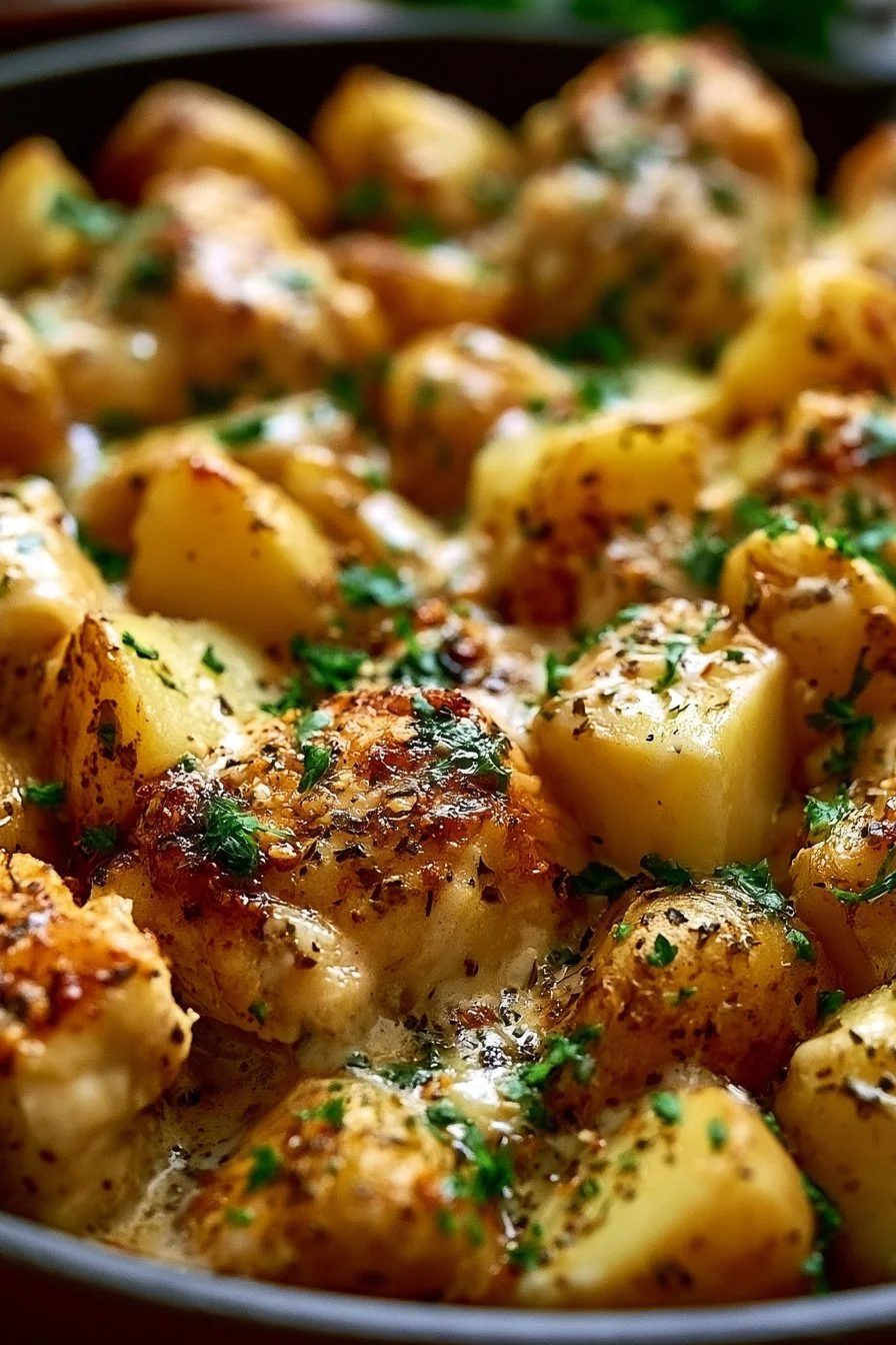 Crockpot Garlic Parmesan Chicken and Potatoes