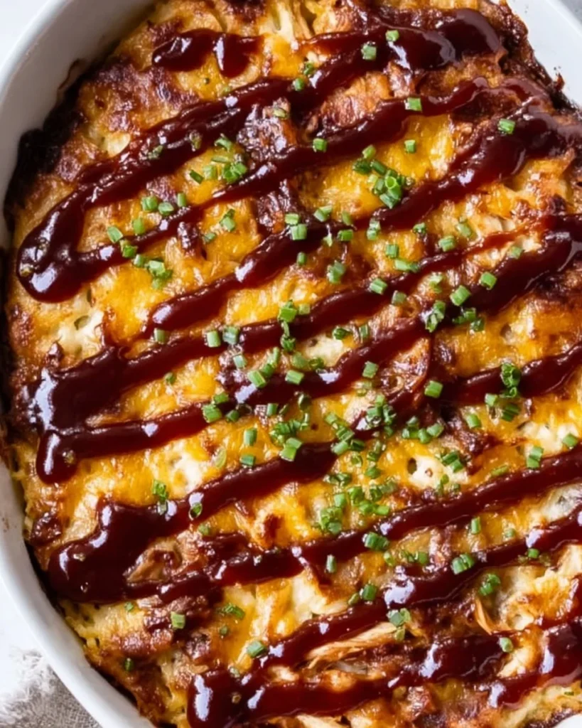 Delicious Keto BBQ Chicken Casserole baked to perfection