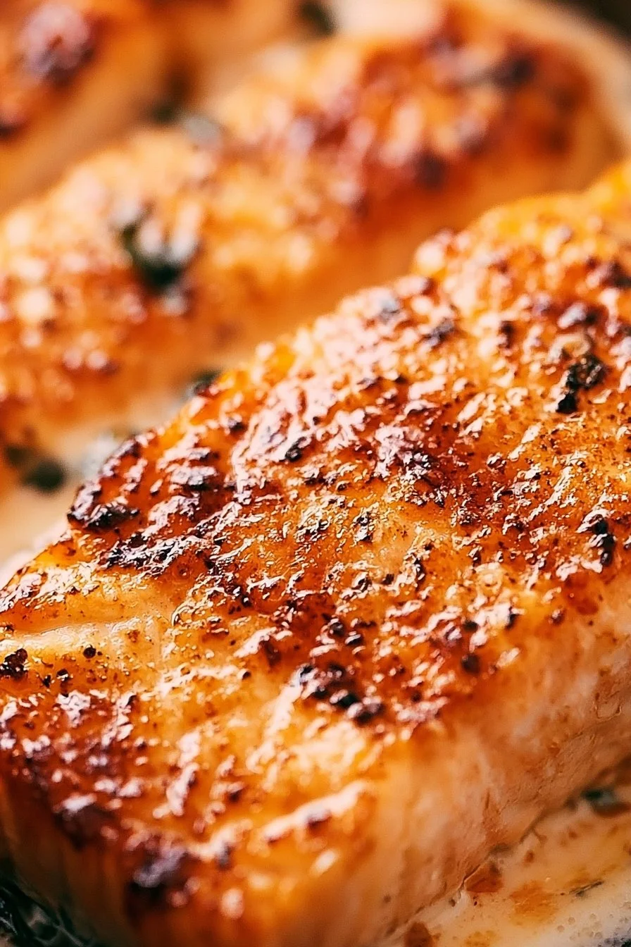 Pan Seared Salmon in Parmesan Cream Sauce