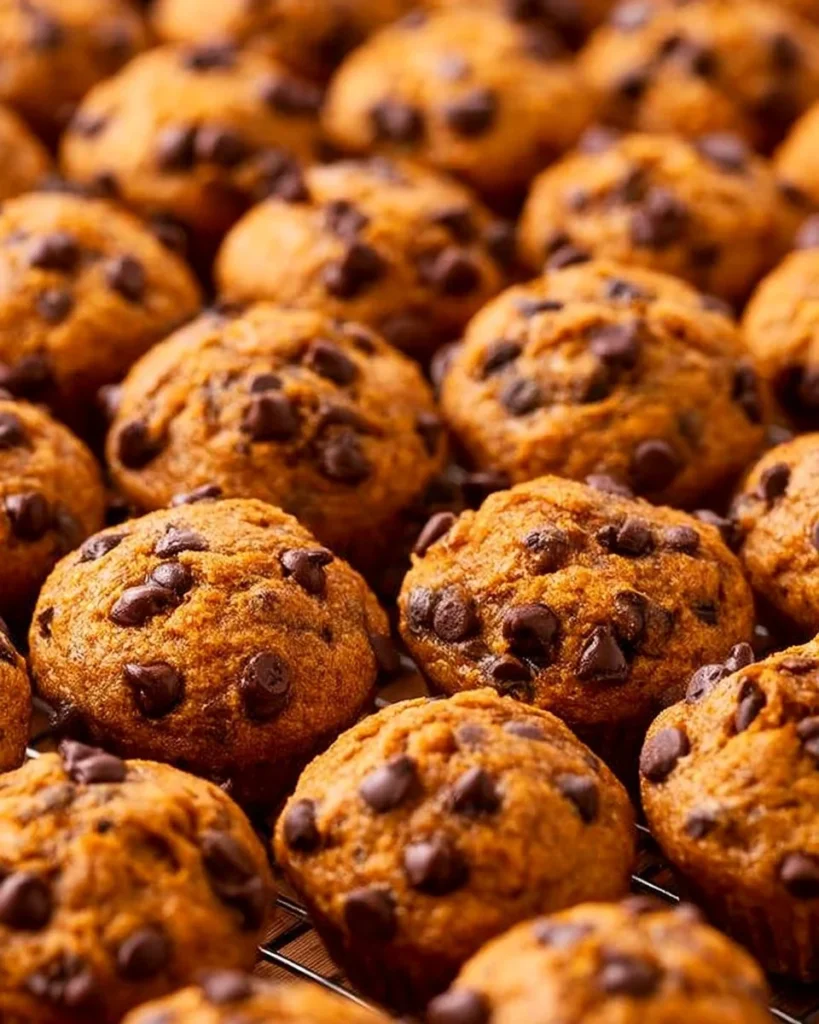 Plate of easy mini pumpkin muffins with spices and pumpkin decorations