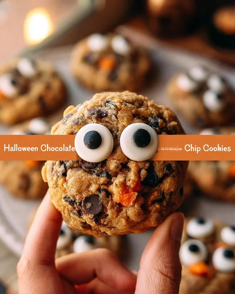 Halloween chocolate chip cookies decorated for spooky occasions