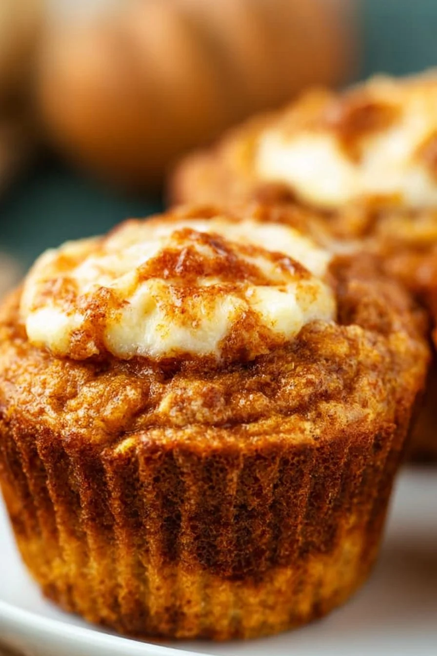 Keto Pumpkin Muffins with Cream Cheese Filling